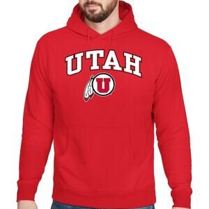 Majestic Fanatics Utah Utes Campus Pullover Hoodie Fleece Graphic Pocket Red M
